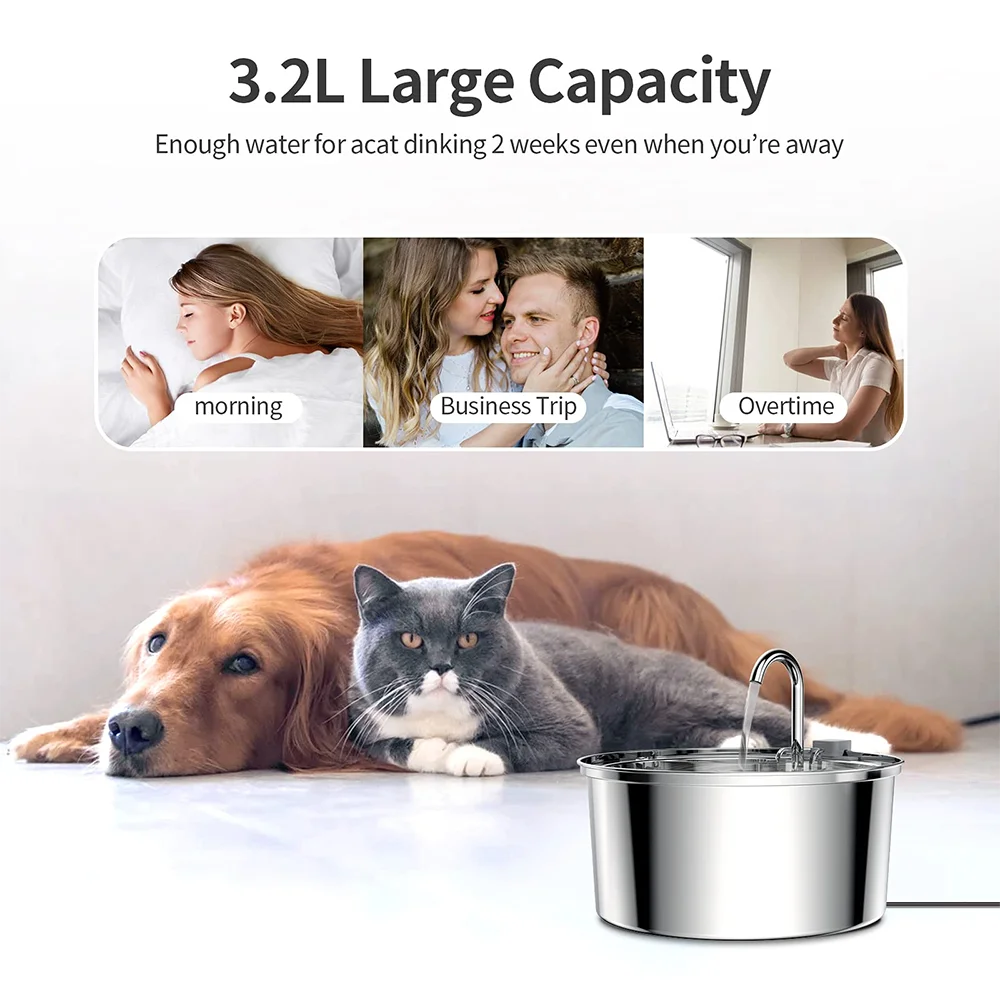 3.2L Stainless Steel Pet Water Fountain
