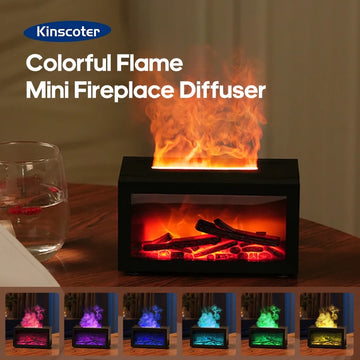 Mini Flame Aroma Diffuser 140ml with Colorful Lights